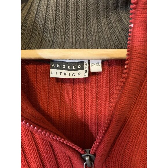 Vintage 80'S Angelo Litrico Italy Designers Brand Sz XXXL Red Orange 1/4 Zip - Picture 2 of 6